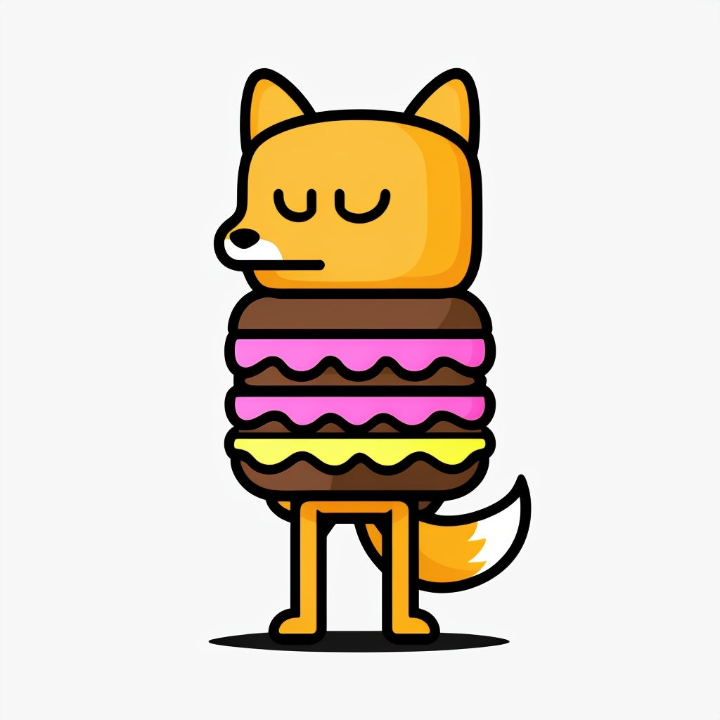 Whimsical Fox Burger Character Cartoon Sticker