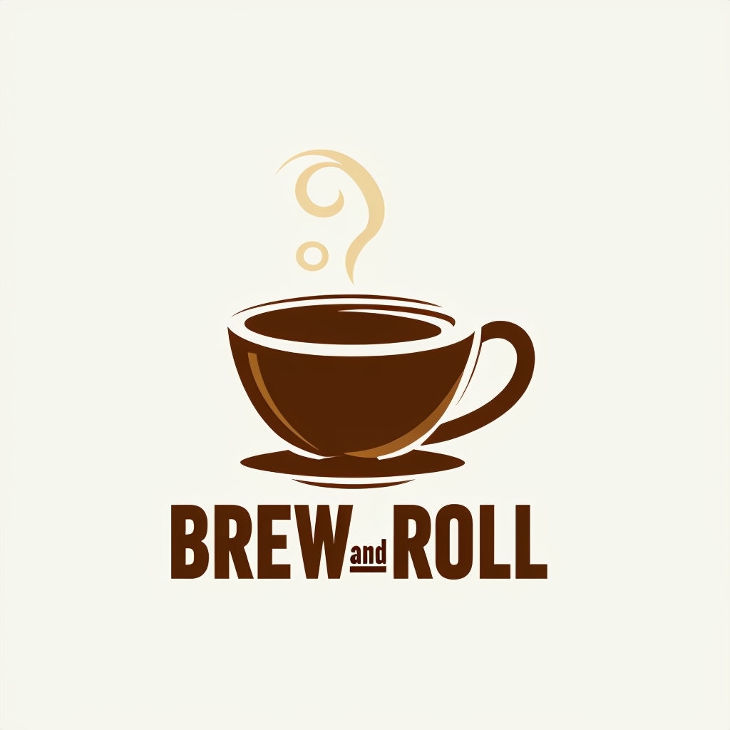 Minimalist Brew and Roll Coffee Cup Logo for Cafés