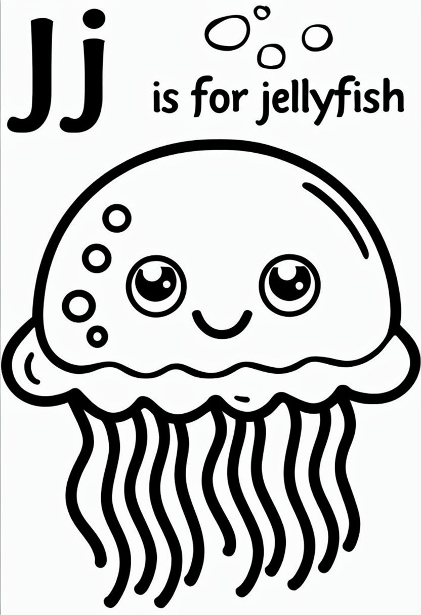 Cute Jellyfish Coloring Page with Fun Underwater Theme