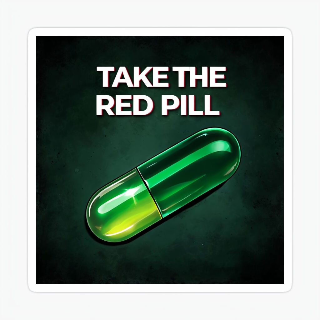 Take The Red Pill Glossy Green Pill Sticker