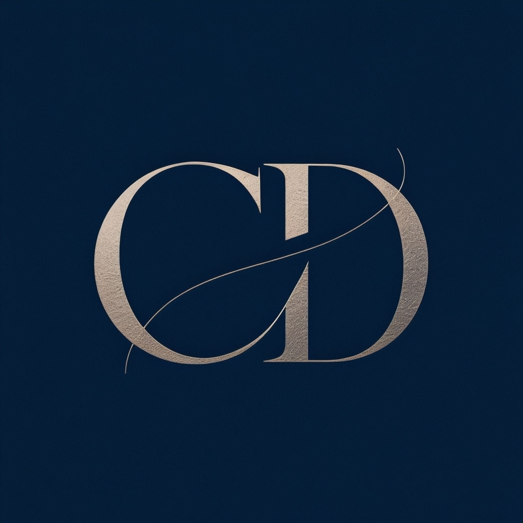 Elegant Gold CD Monogram Design on Deep Blue Background Monogram