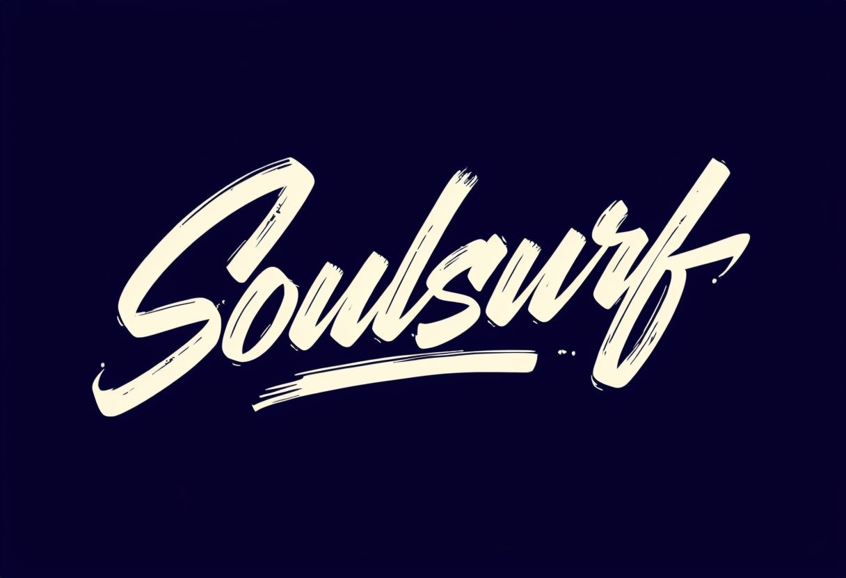 Expressive Cream 'Soulsurf' Cursive Typography Logo