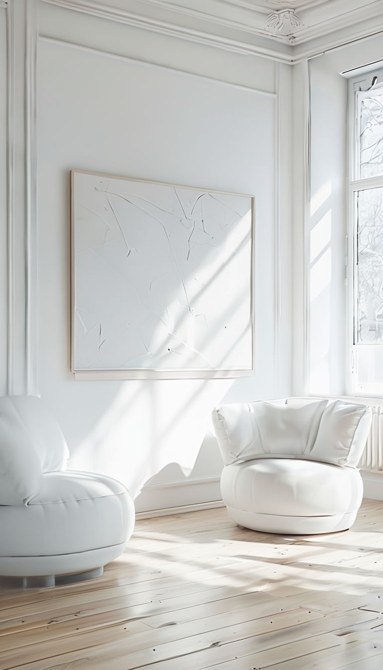 Scandinavian Style Minimalist Room with Abstract Art Mobile Wallpaper