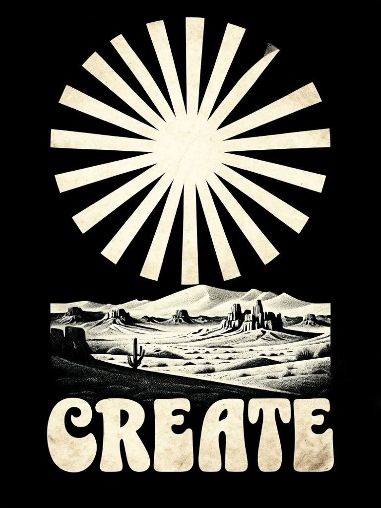 Black and White CREATE Graphic Design T-Shirt