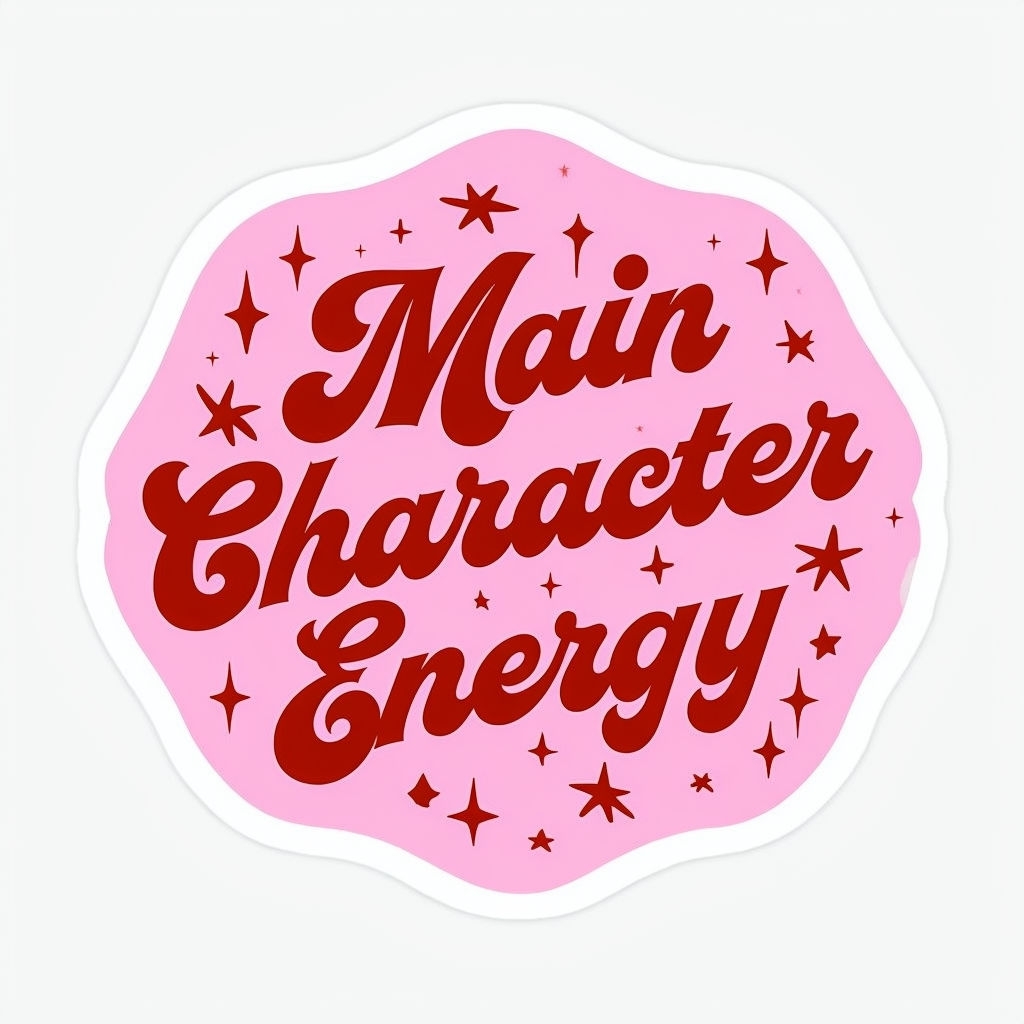 Main Character Energy Retro Cursive Text Sticker