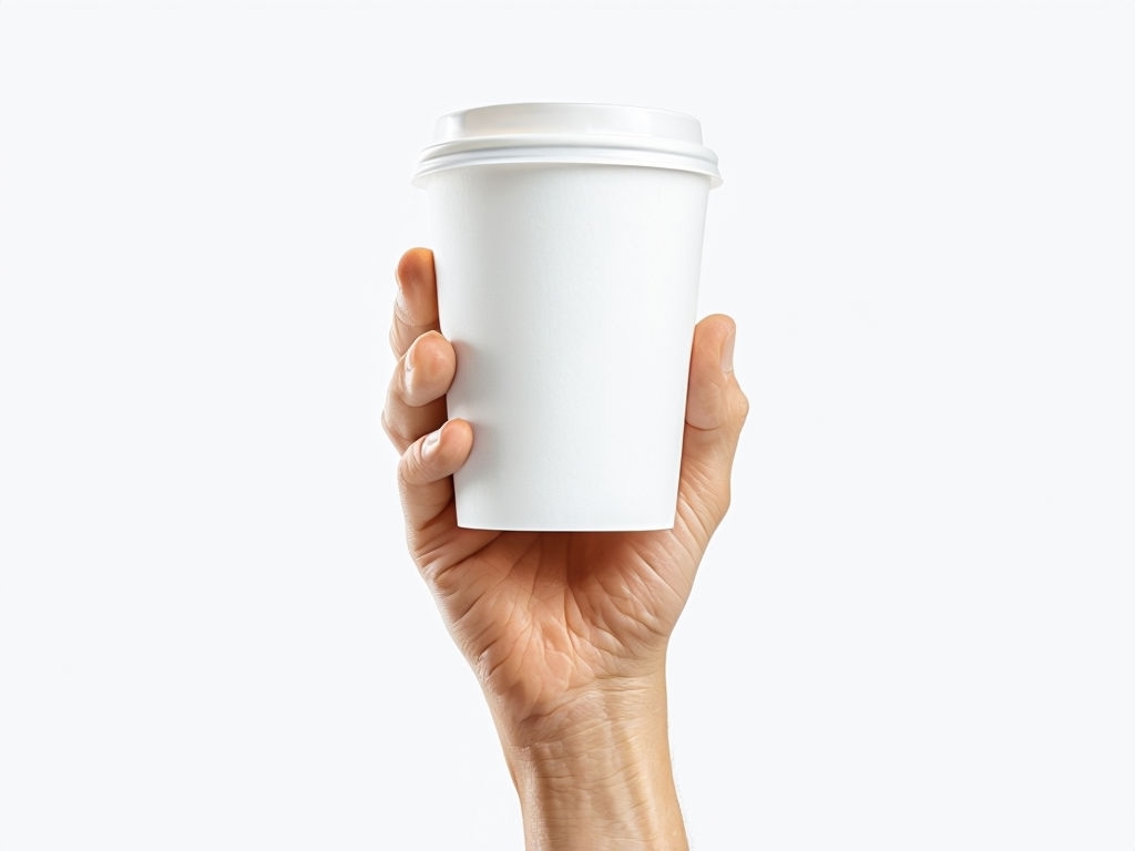 Minimalist Hand Holding Disposable Coffee Cup Photo Mockup