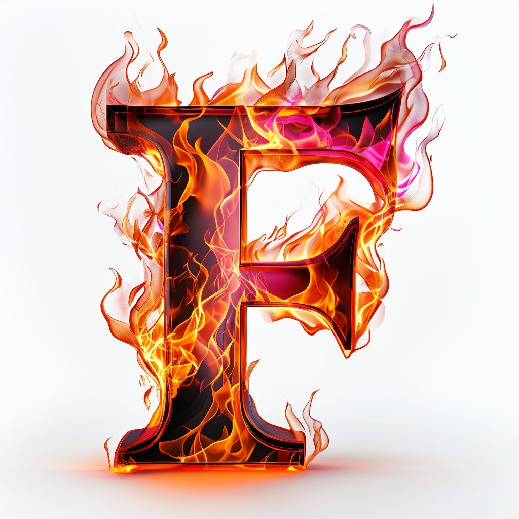 Dynamic Fiery Uppercase 'F' Letter Art Monogram