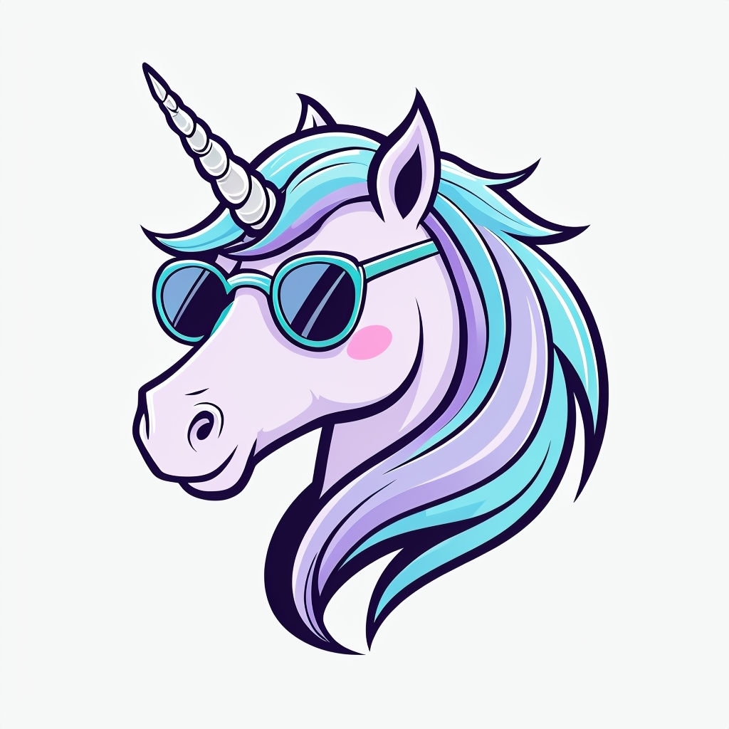 Playful Cartoon Unicorn Head Illustration Sticker