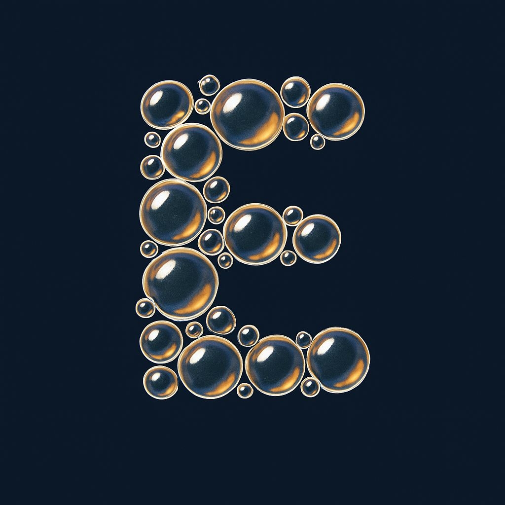 Glossy Bubble Letter E Modern Digital Art Monogram