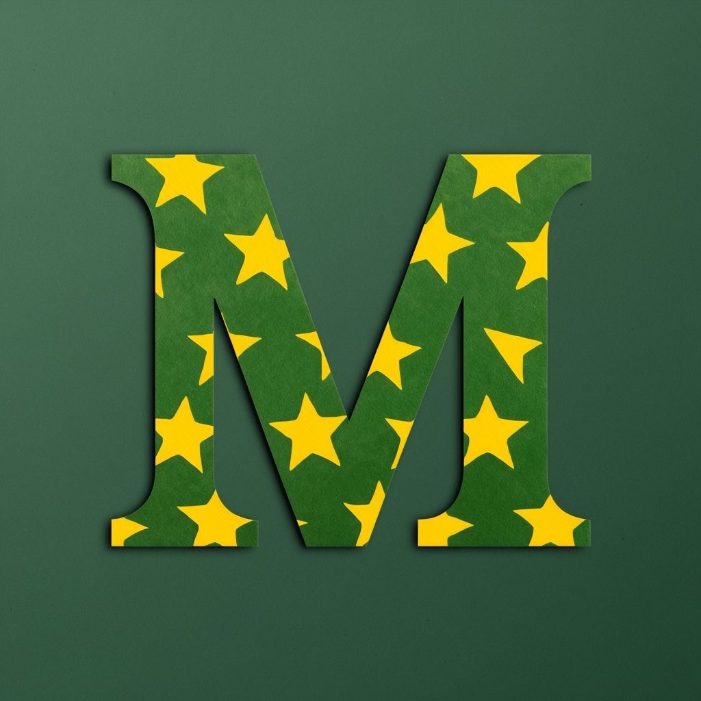 Elegant Monogram Design of Letter M with Star Patterns Monogram