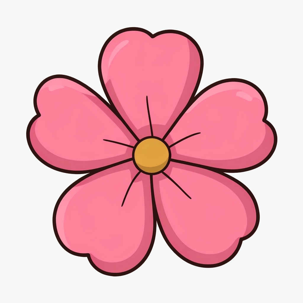 Playful Pink Flower Cartoon Illustration Sticker