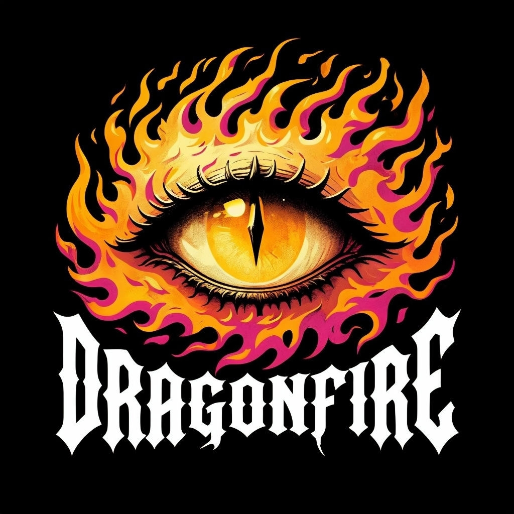 Mystical Dragonfire Eye Illustration Design for Hats