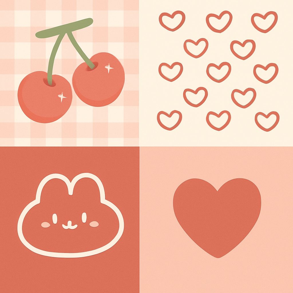 Whimsical Cartoon Cherry and Heart Patterns for Fun Decor Seamless Pattern