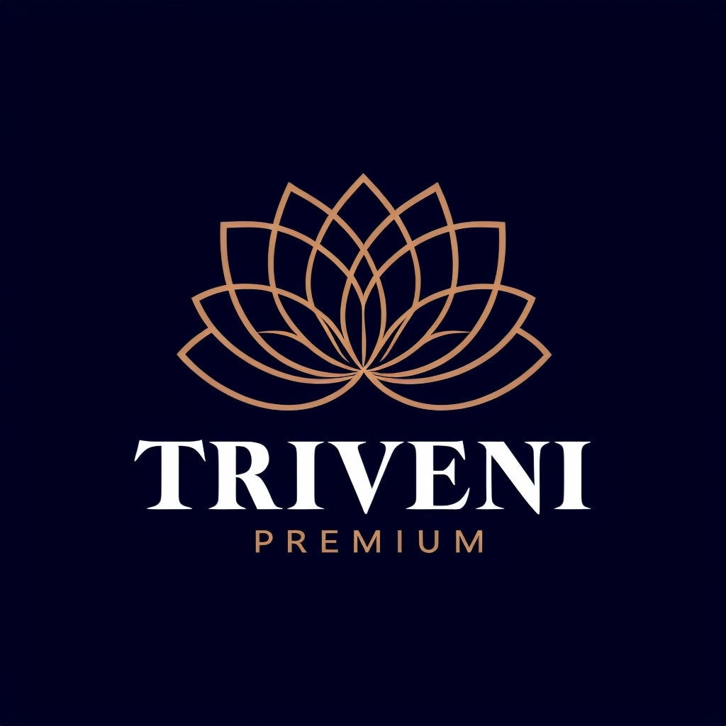 Elegant Tan Lotus Flower Logo Design for Triveni Premium Brand