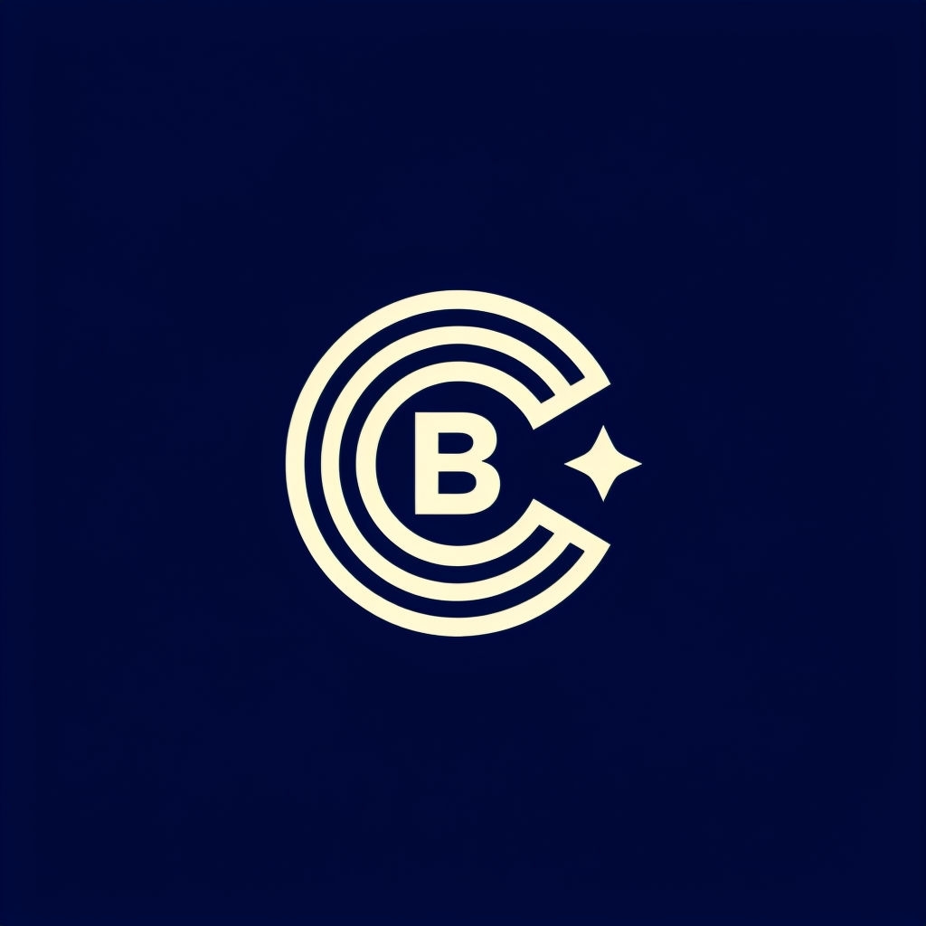 Modern Minimalist Cream and Blue Overlapping Letters Logo