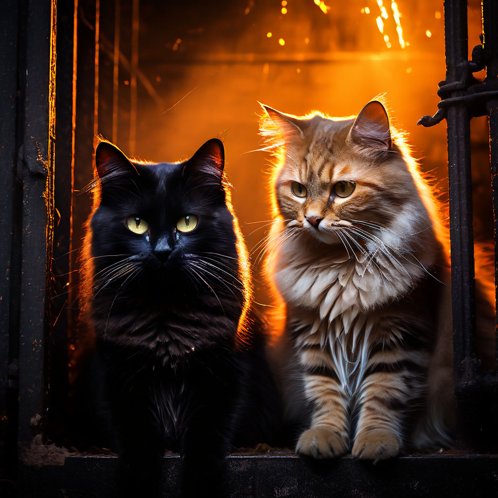 100 years Old black cat ans 100 years old orange cat meet to... by Goku ...