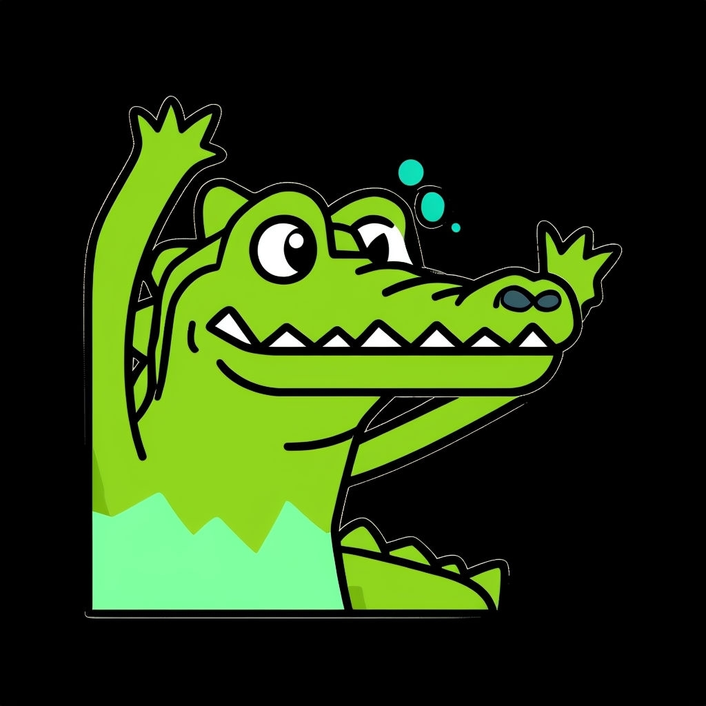 Cheerful Cartoon Alligator with Bubbles Sticker