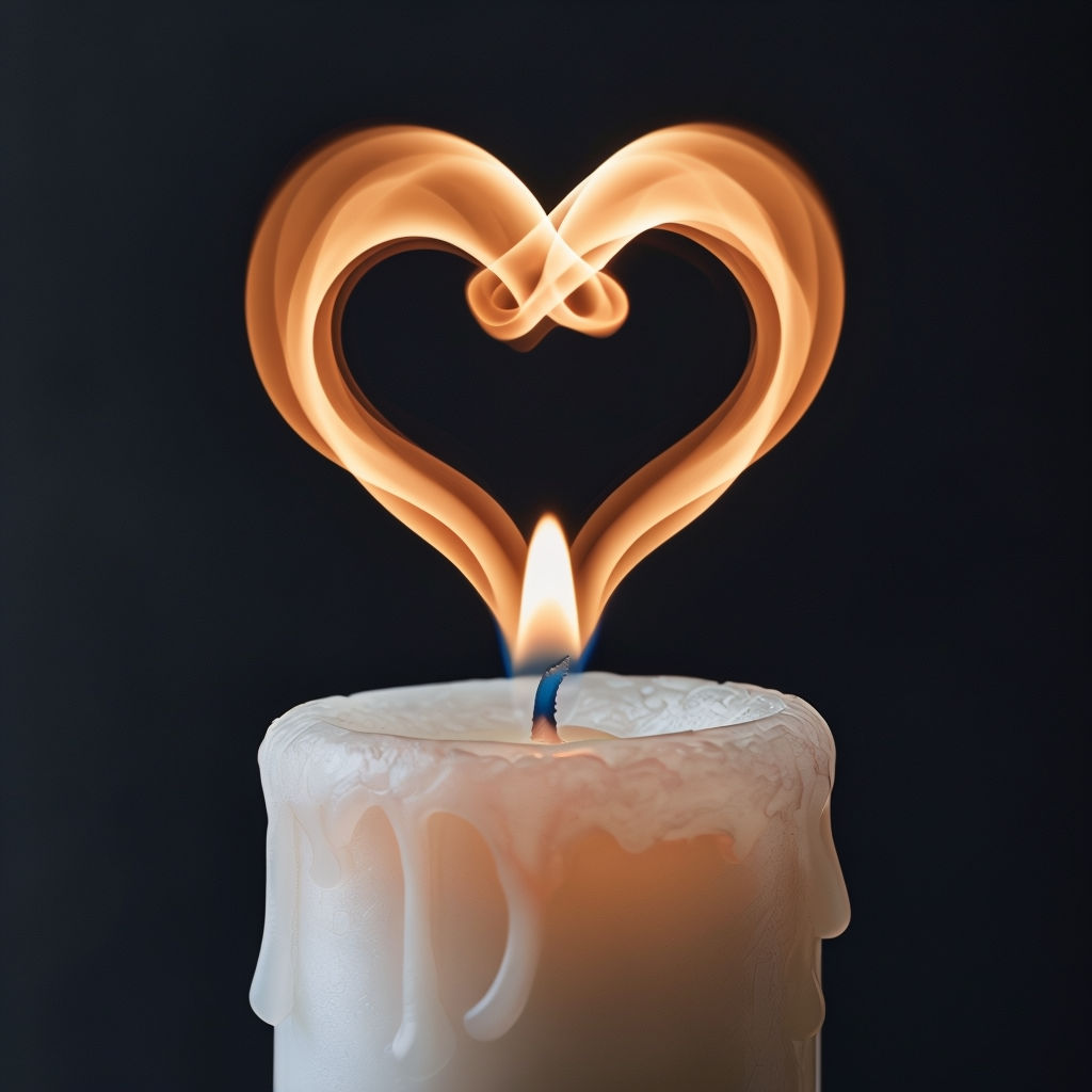 Heart-Shaped Flame Candle Photography Art