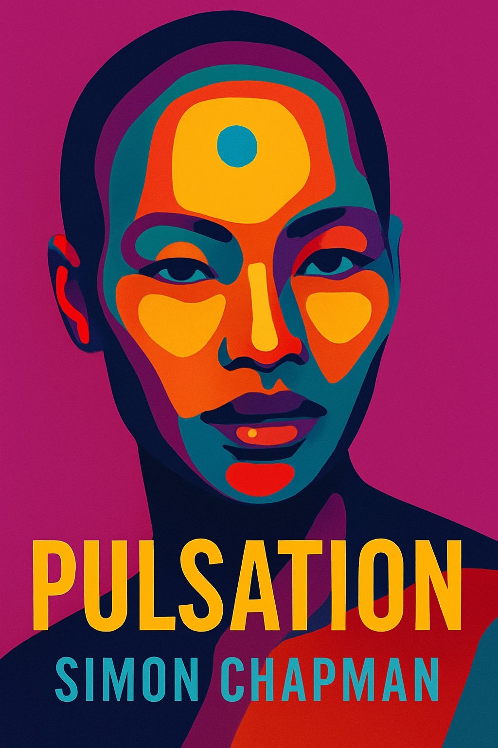 Vibrant Abstract Human Face Art with Pulsation Title EBook Cover