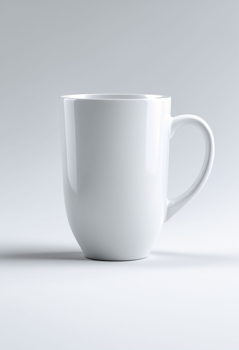 Elegant Plain White Ceramic Mug Product Photograph Mockup