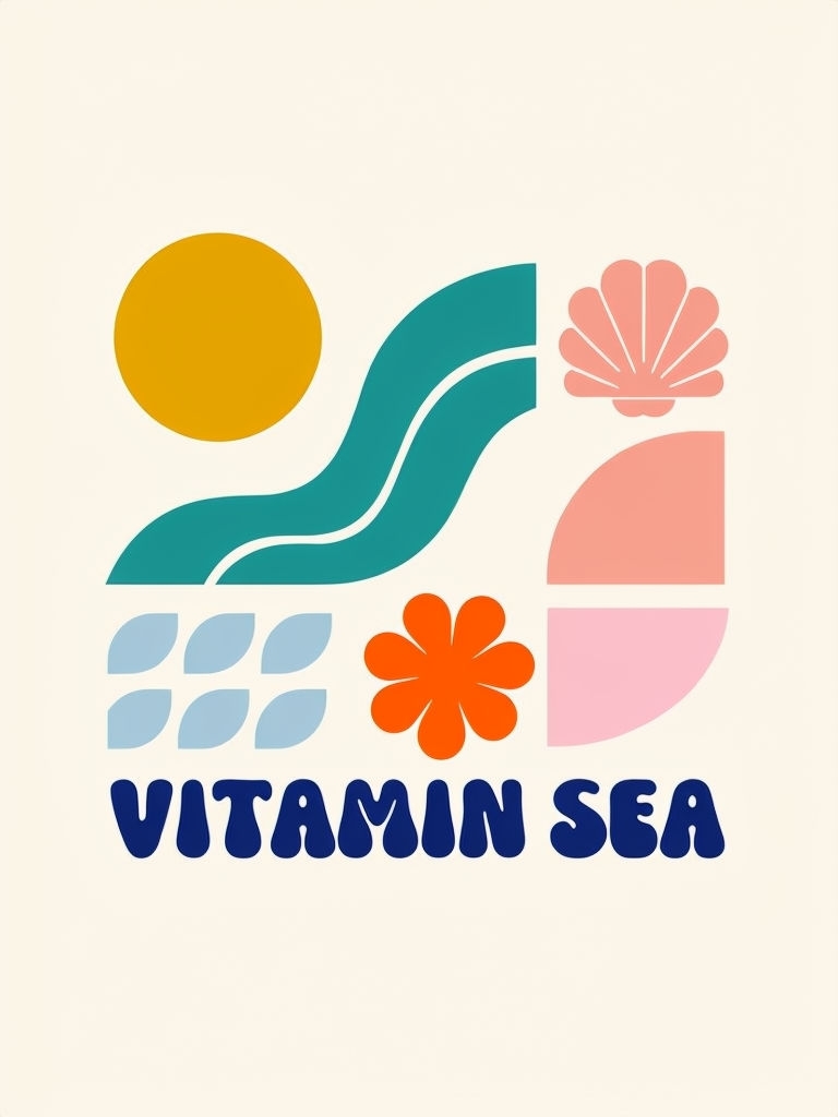 Playful Modern Minimalist Vitamin Sea Graphic T-Shirt