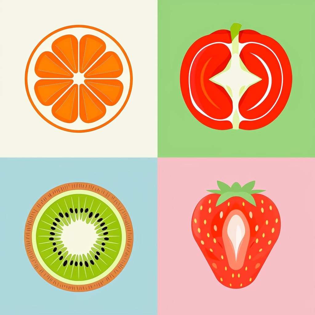 Vibrant Fruit and Vegetable Slice Seamless Pattern Design