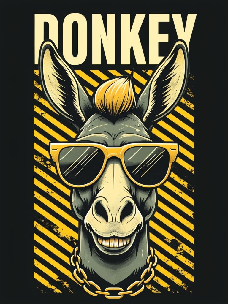 Stylish Donkey Face Graphic with Sunglasses T-Shirt