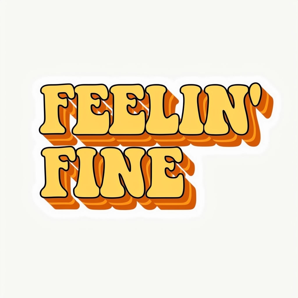 Groovy Retro Feelin' Fine Typography T-Shirt
