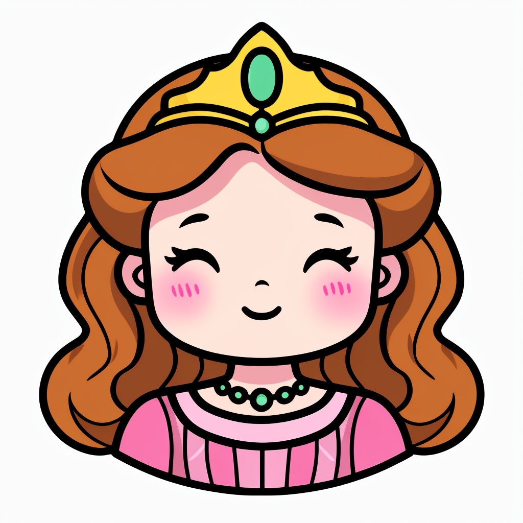 Joyful Cartoon Princess Character Illustration Sticker