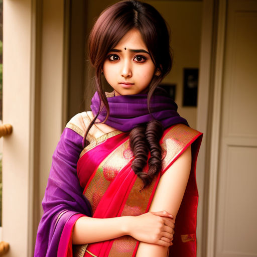 Anime girl wearing sari by Abhinav Anil - Playground