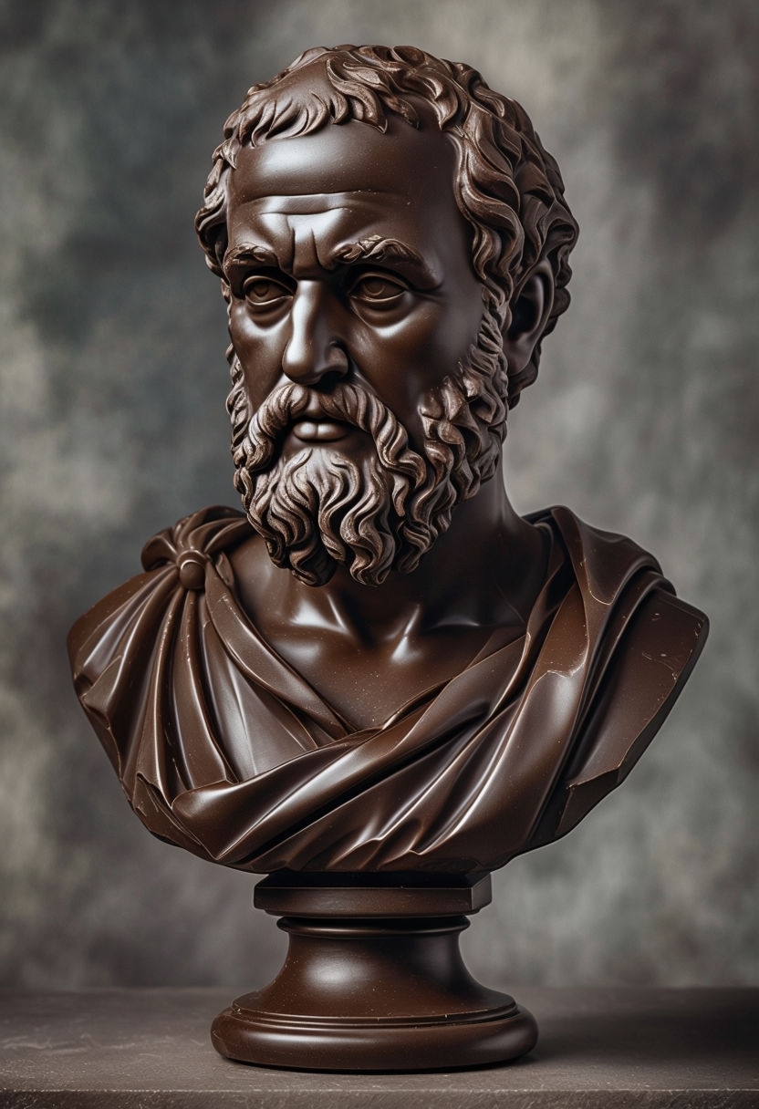 Photorealistic Chocolate Socrates Bust Artwork Display Art