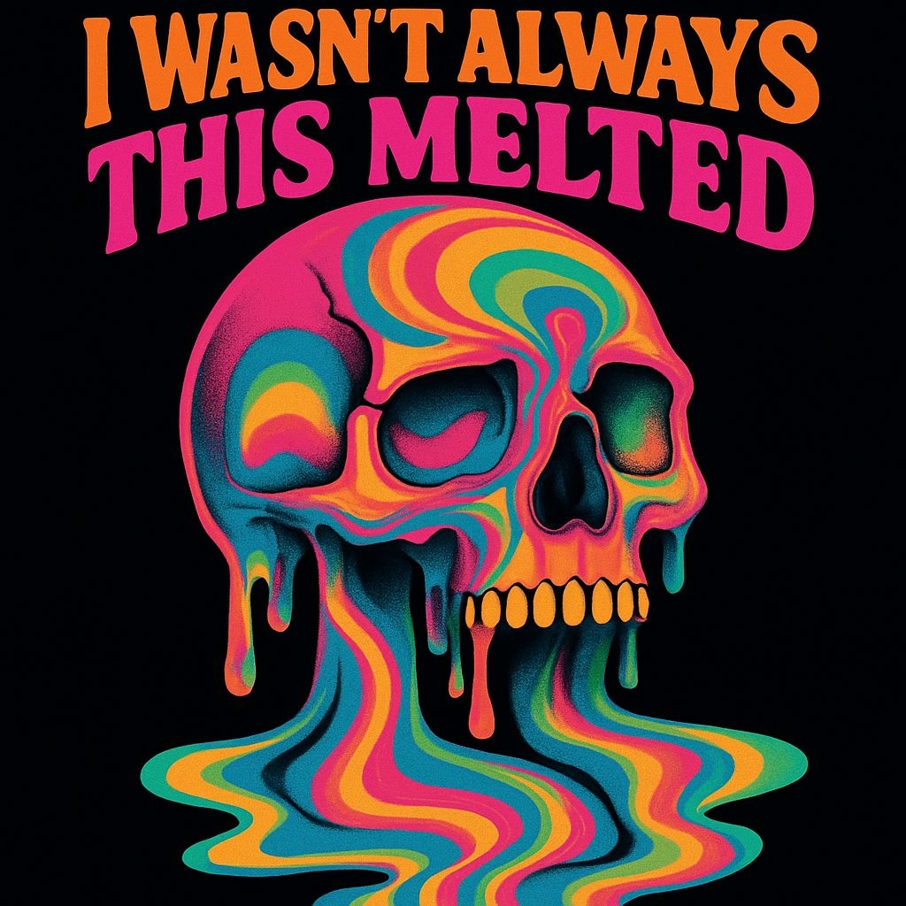 Psychedelic Colorful Skull with Melting Effect T-Shirt