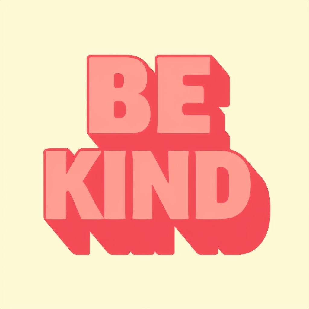 Be Kind Bold Typographic Art with Soft Coral and Cream Poster
