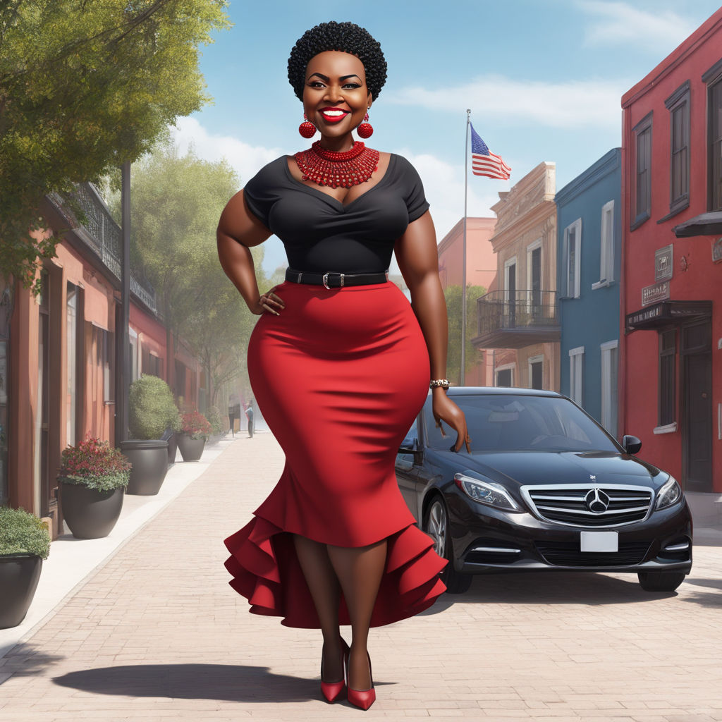 A cartoon of a plus size black woman