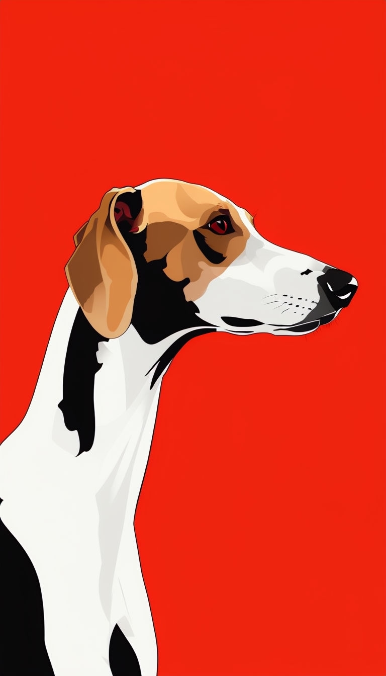 Stylish Greyhound Dog Illustration on Vibrant Red Background Mobile Wallpaper