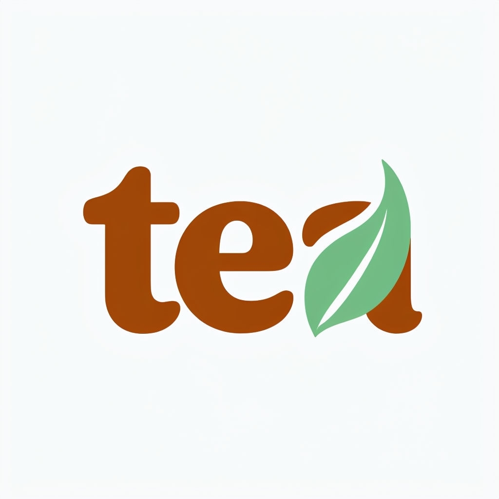 Minimalist Brown Tea Logo with Leaf Element Design Logo