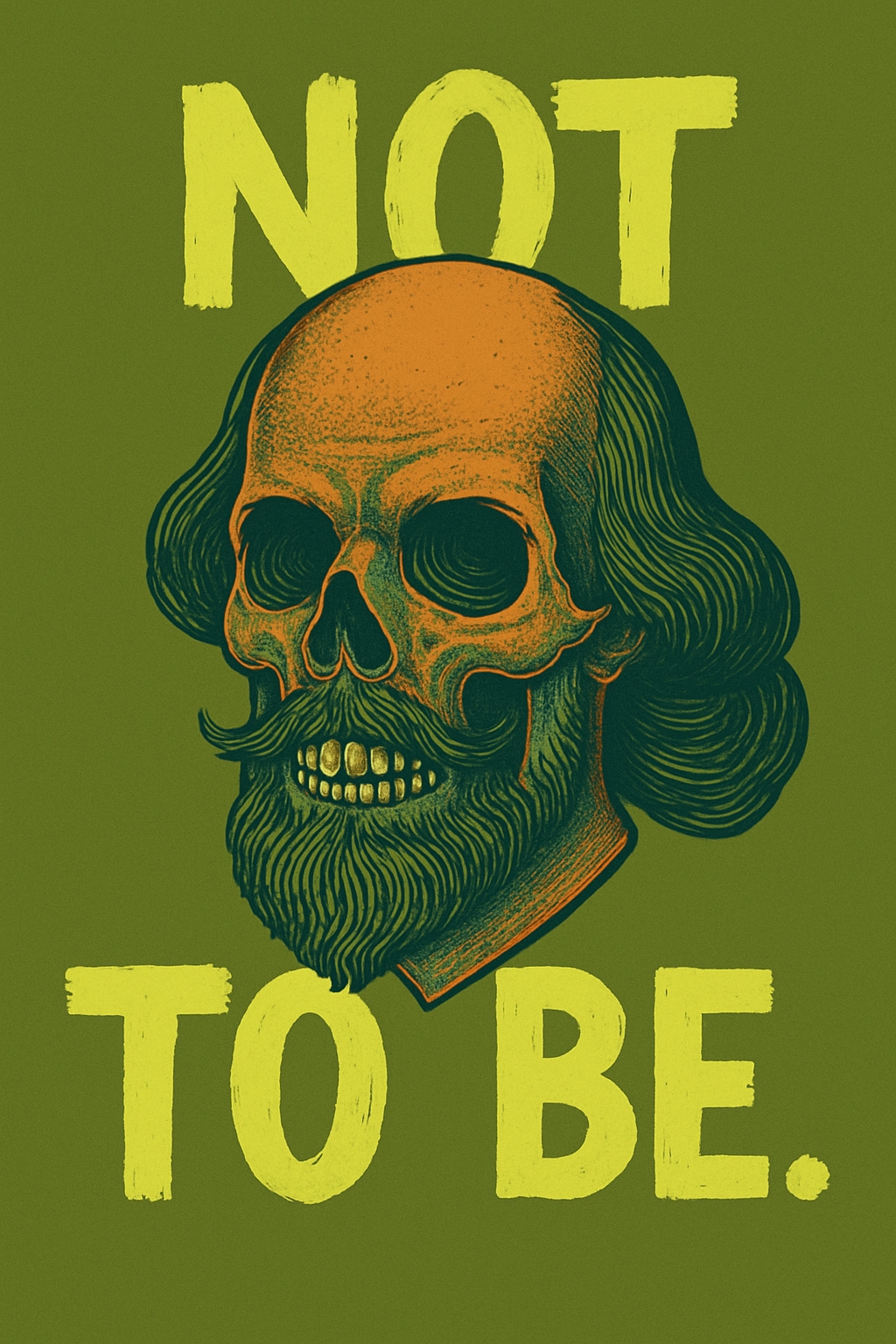 Stylized Skull with Shakespearean Beard and Quote T-Shirt