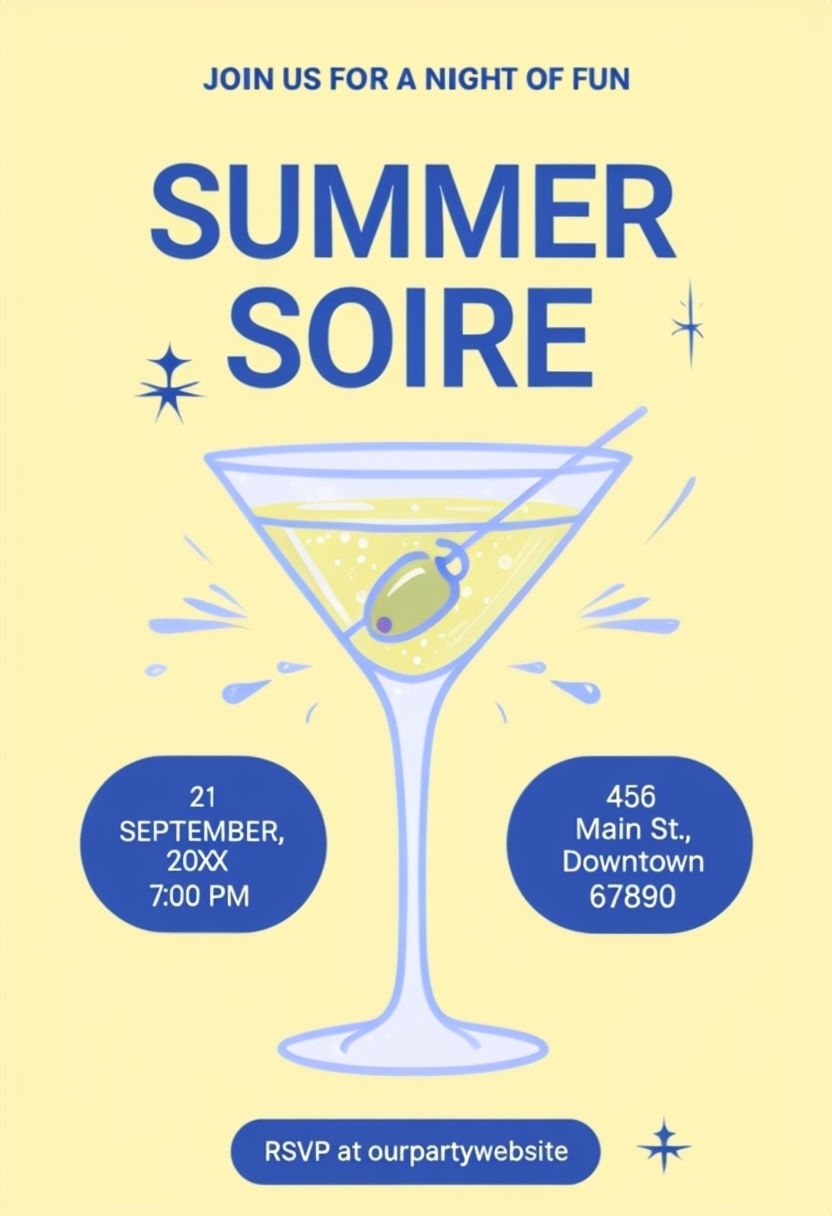 Summer Soiree Cocktail Party Invitation Minimalist Poster