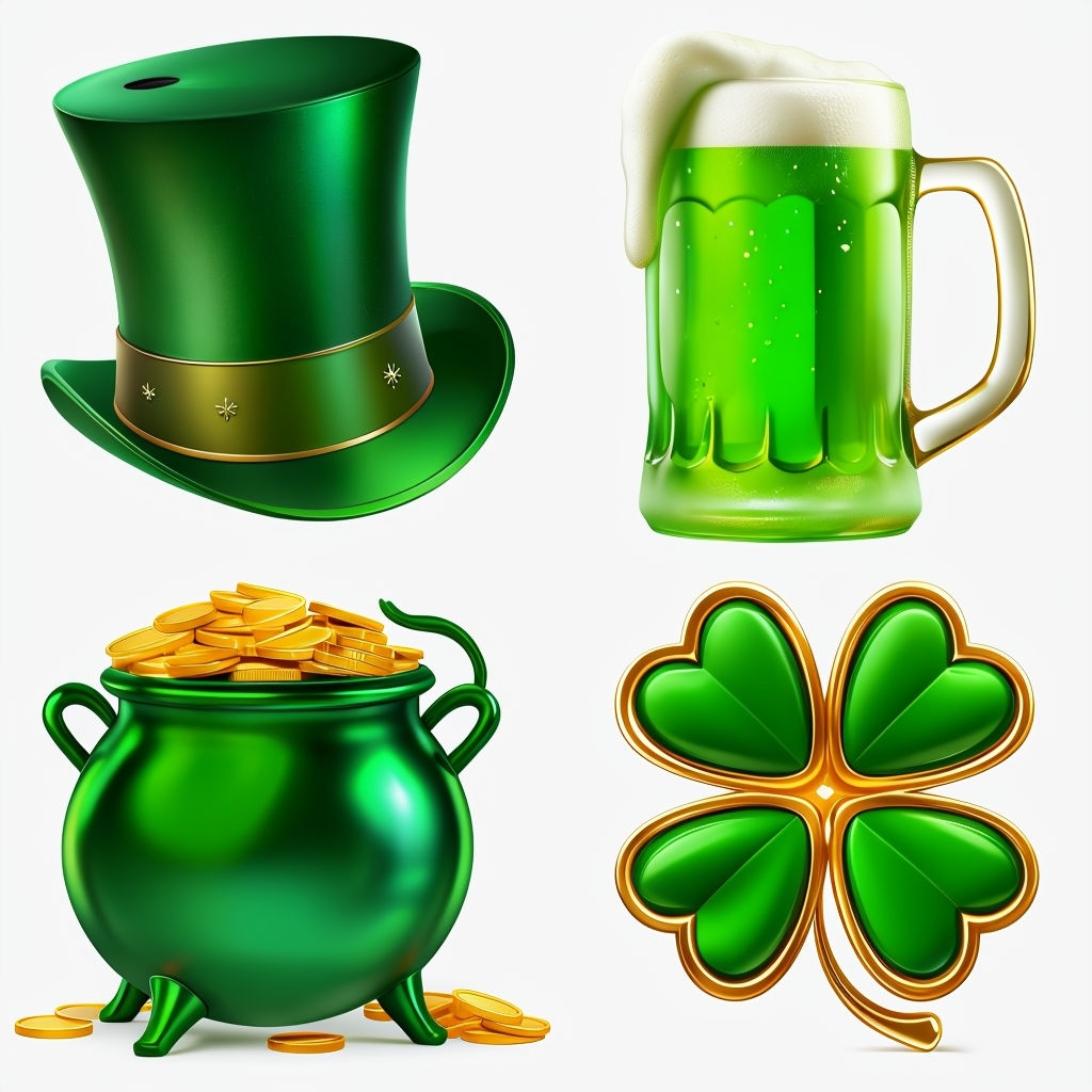 Vibrant St. Patrick's Day Celebration Objects Seamless Pattern