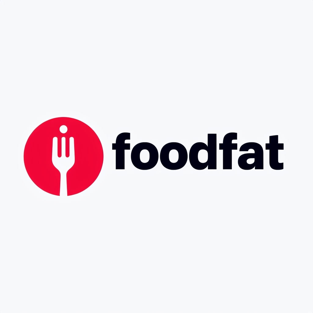 Minimalist Red Fork Foodfat Logo Design for Professional Branding Logo