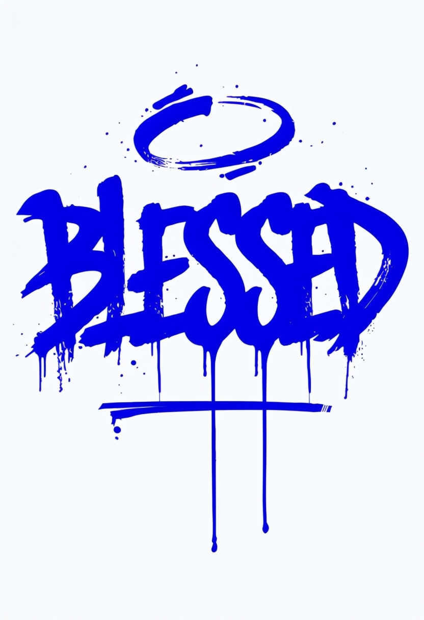 Modern Graffiti 'BLESSED' Street Art Design T-Shirt
