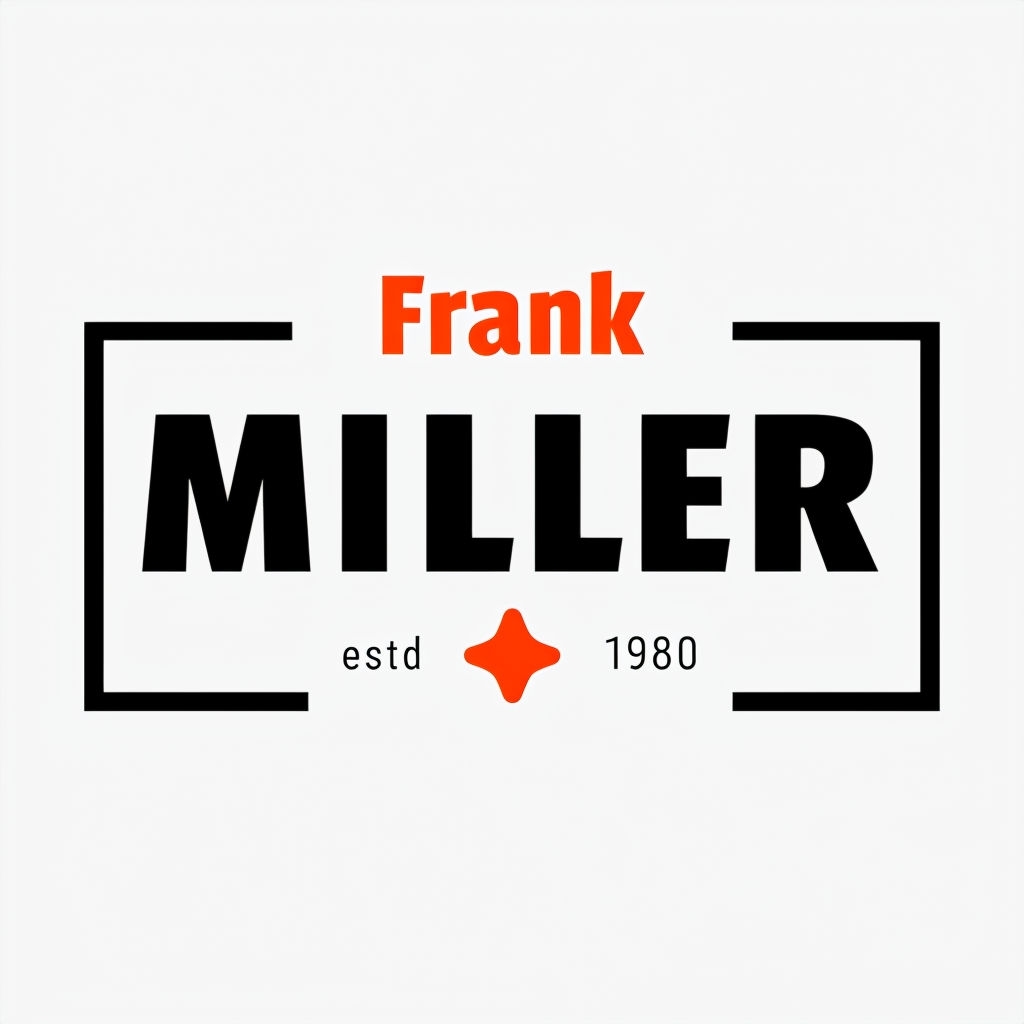 Modern Minimalist Frank Miller Logo Design with Vibrant Star