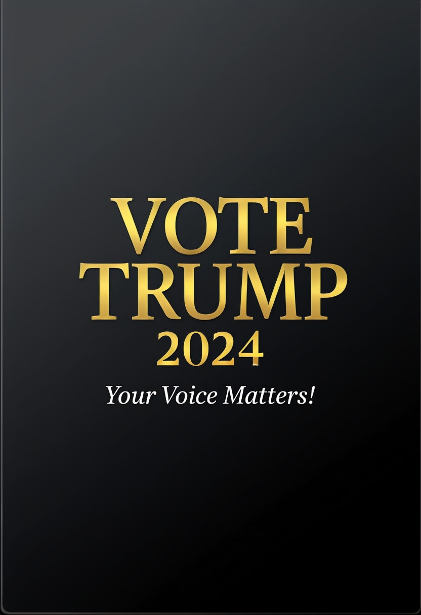 Sleek Black Vote Trump 2024 Card Design with Gold Typography