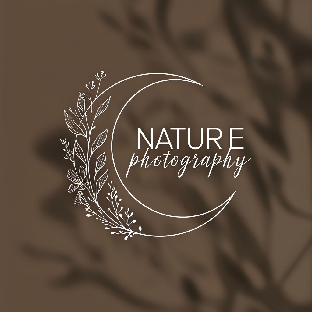 Minimalist Nature Photography Logo with Crescent Moon Design