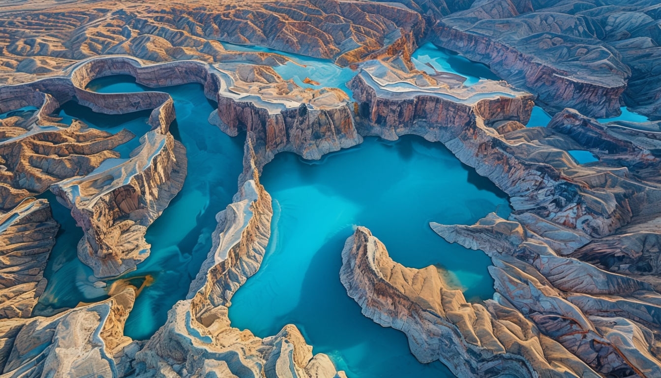 Majestic Aerial Canyon View with Turquoise Water Virtual Backgrounds