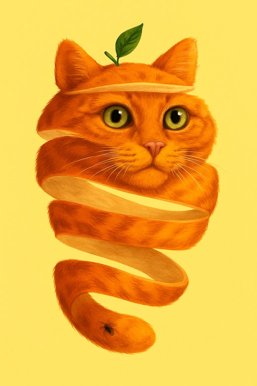 Whimsical Orange Tabby Cat Surrealistic Illustration Art