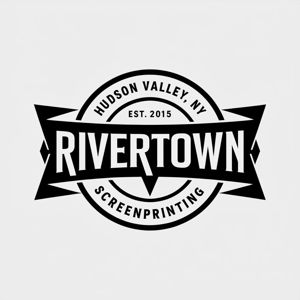 Modern Circular RIVERTOWN Logo Design for Screen Printing