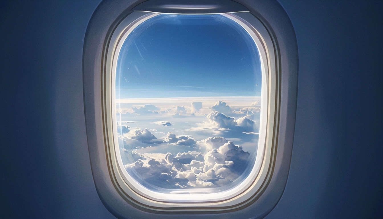 Serene Airplane Window View with Clouds and Sky Virtual Backgrounds