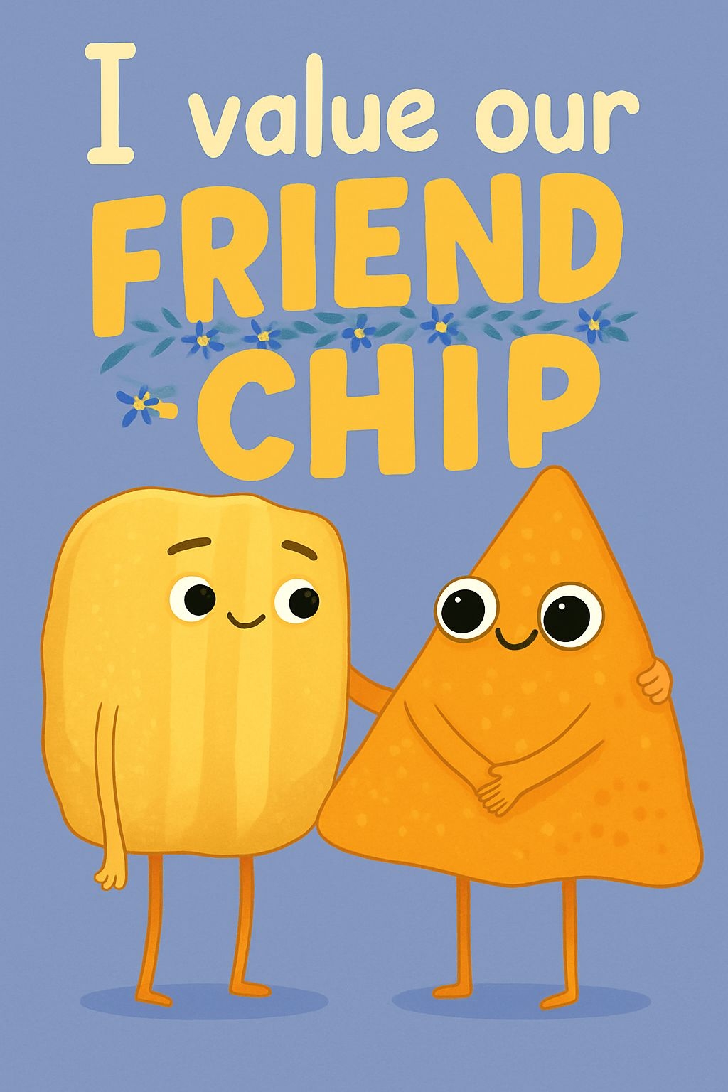Cheerful Cartoon Friend Chip Characters Illustration Card 