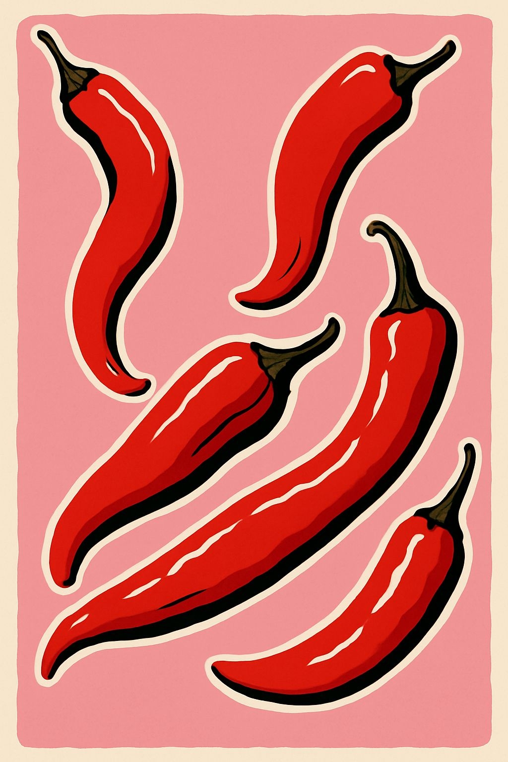 Vibrant Red Chili Peppers Digital Illustration T-Shirt